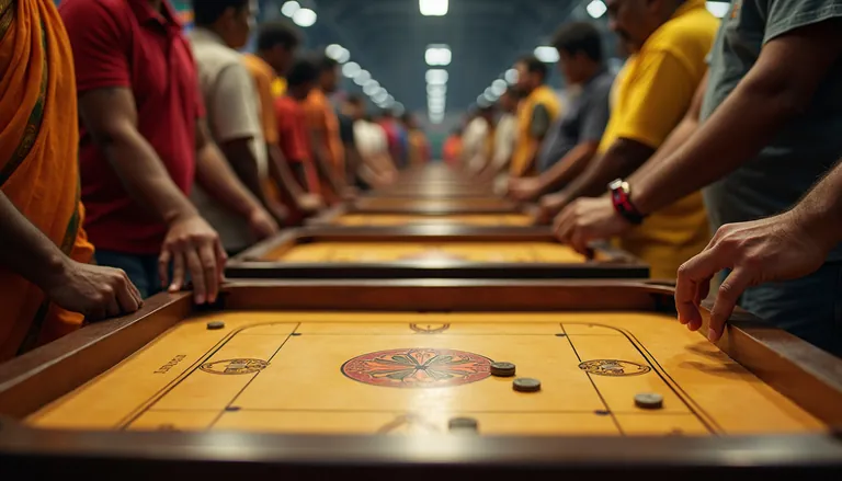 Carrom boards set up for the record attempt