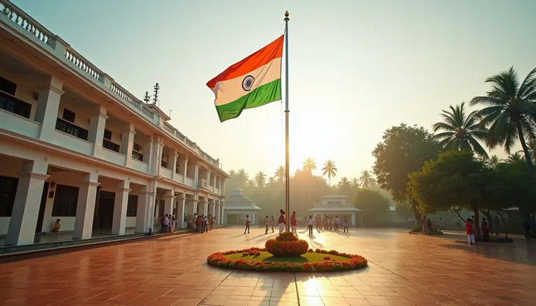 Flag hoisting on Independence Day