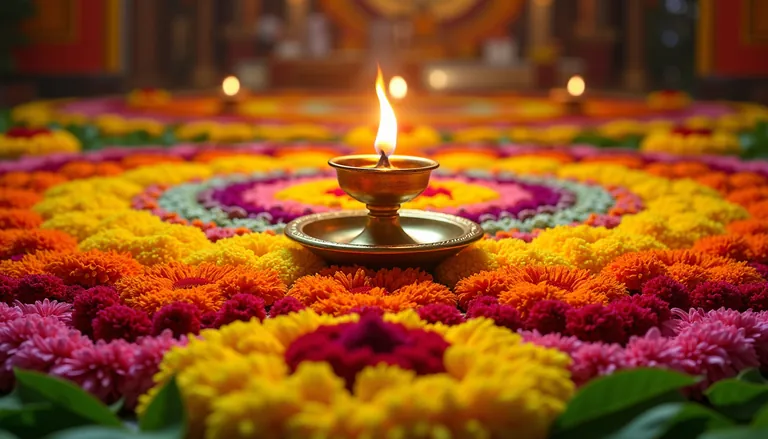 Onam pookalam flower carpet